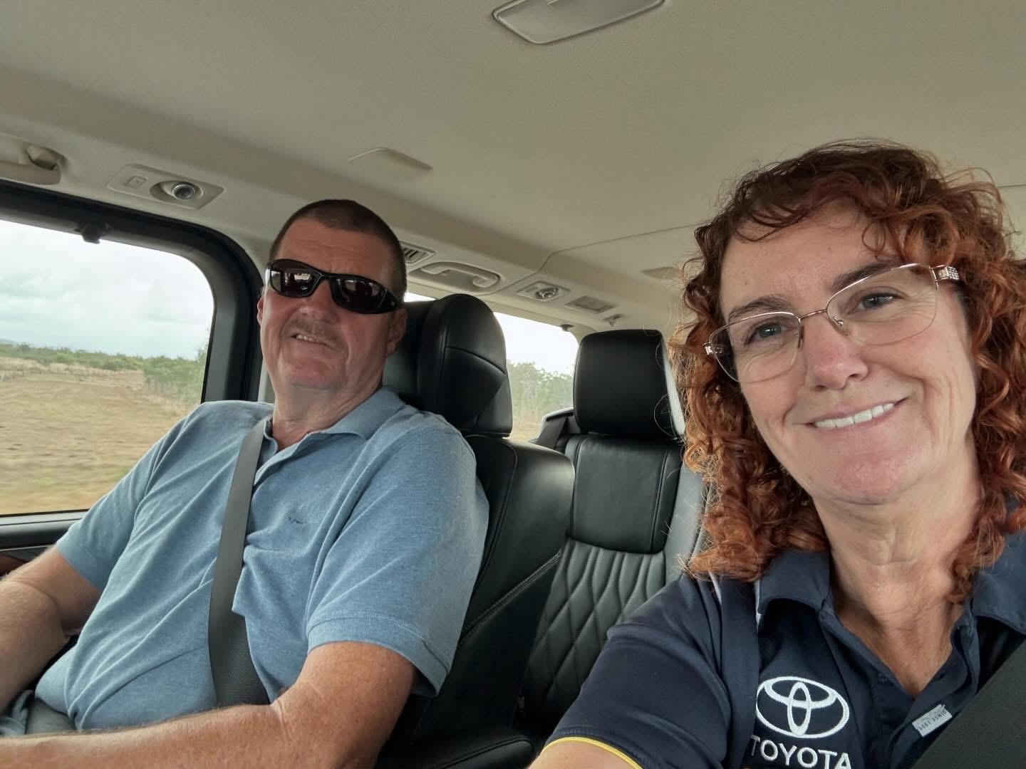 Dianne & Rodney enjoying their transfer in style 
