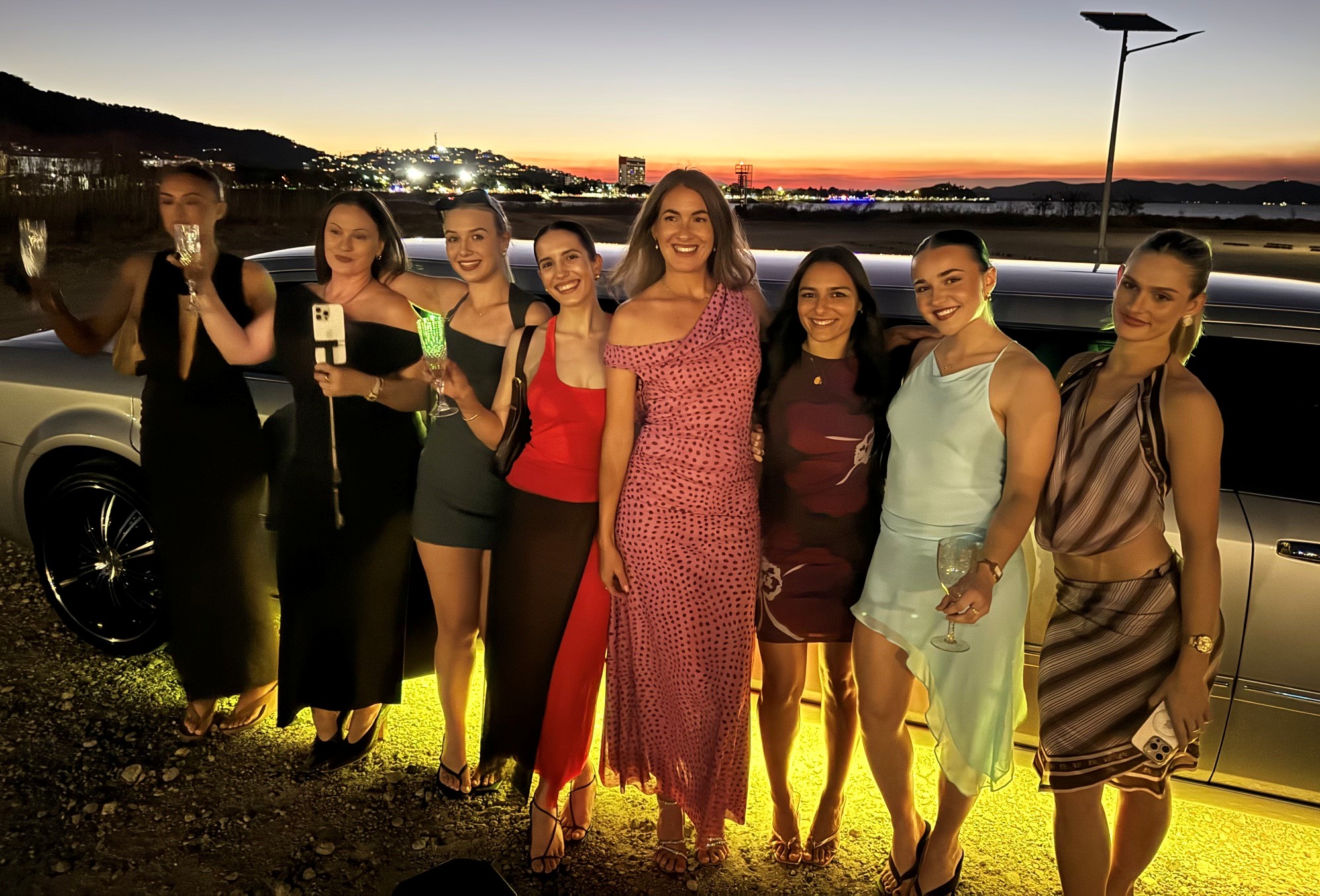 Christine & Her Staff Celebrating What A Fantastic Year 2025-26 Was At Stella Moda - Sunset Across The Strand 